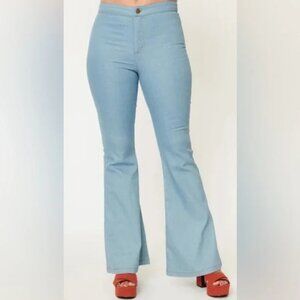 NWT L 10/12 Smak Parlour Light Blue Denim Into The Groove Flare Jeans